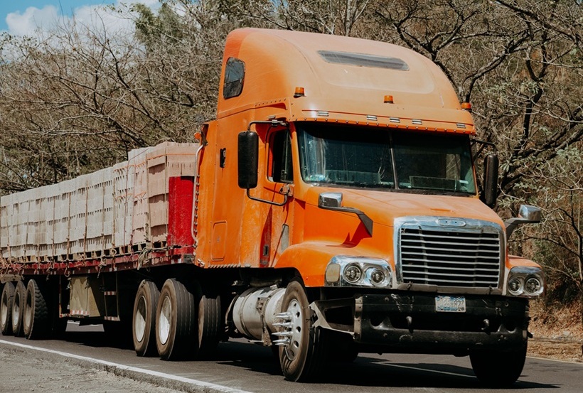 Full truckload freight vehicle on the road