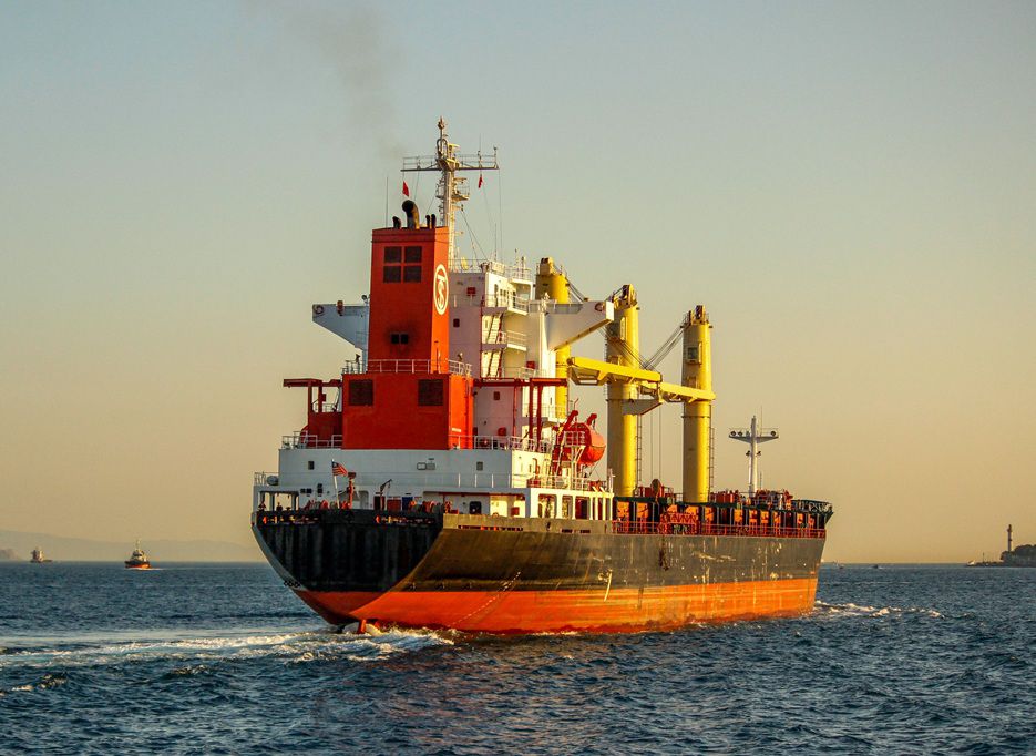 Container ship at a modern port terminal