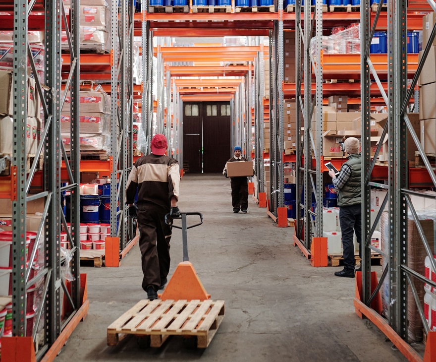 Organised warehouse aisles and storage operations
